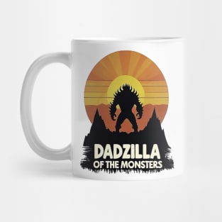 Mens Dadzilla Father Of The Monsters Retro Vintage Sunset Mug